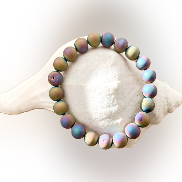 Frosted Druzy Peacock Ore Bracelet - Picture 5 of 9